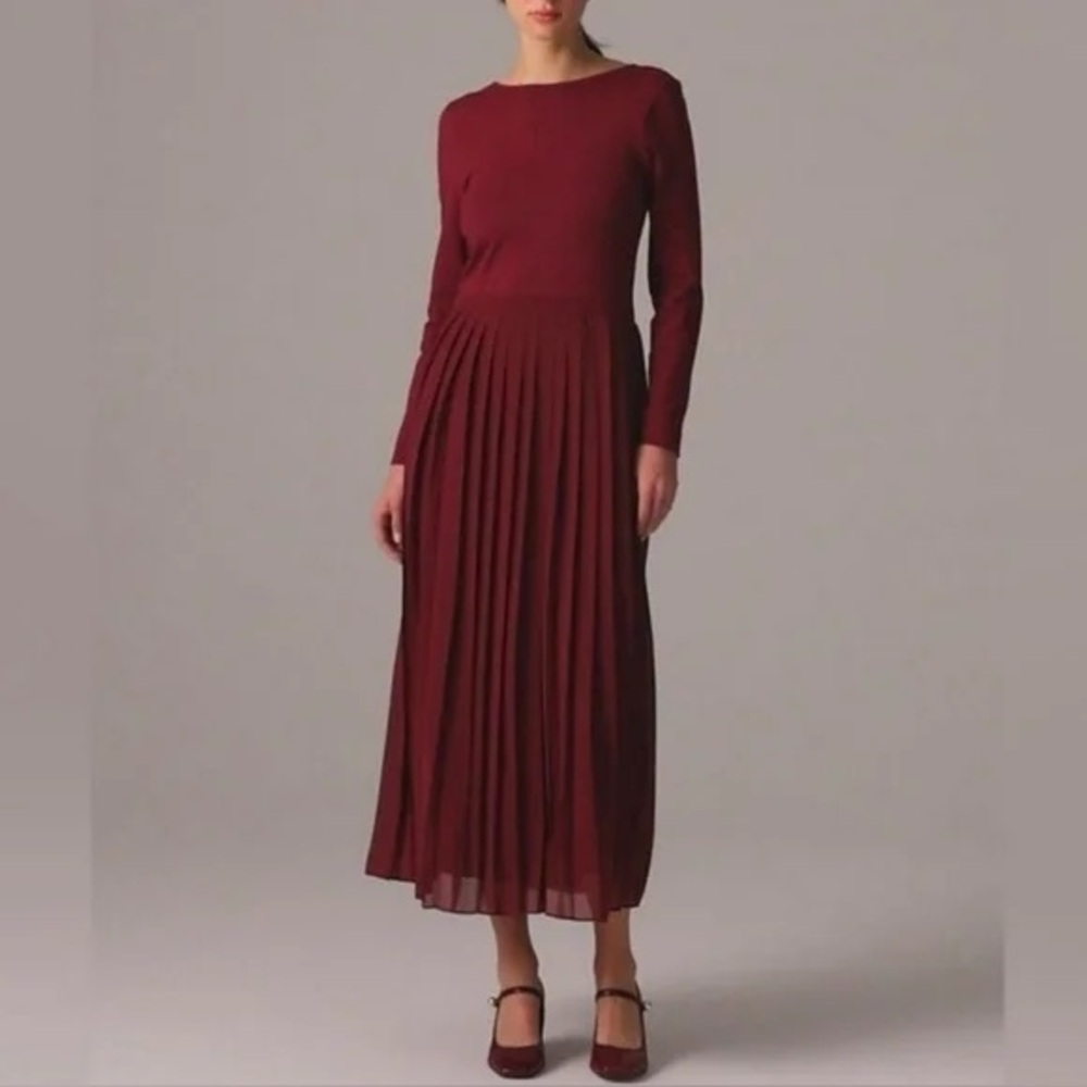 J. Crew Pleated Ballet Dress in Stretch Cotton in Ruby size Small. New with tag